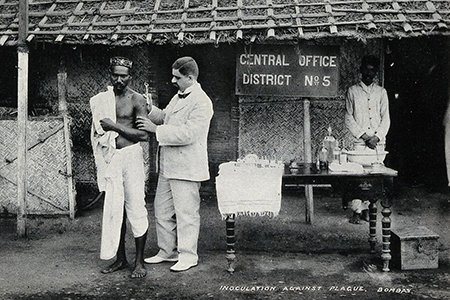 Archival photograph of a plague inoculation