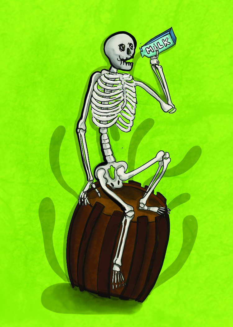 Calcium drawn as a character